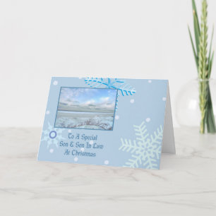 Son & Son In Law Winter Lake Christmas Holiday Card