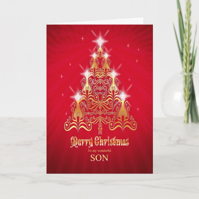 Son, Stylized Christmas tree Christmas card (Front)