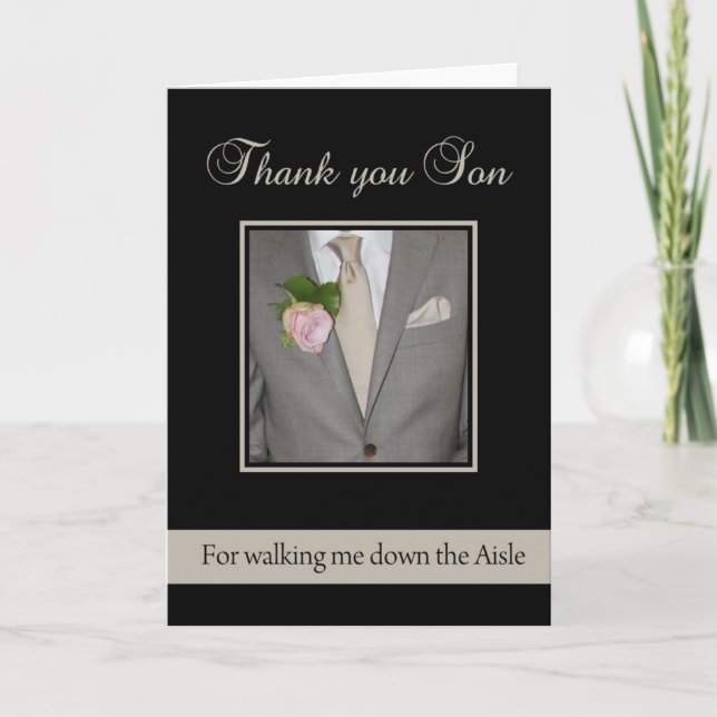 Son  Thanks for Walking me down Aisle Thank You Card (Front)