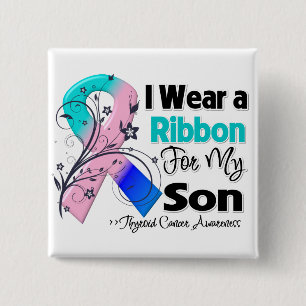 Son - Thyroid Cancer Ribbon 2 Inch Square Button