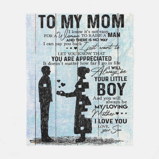 Son To Mom Gift, Personalize Letter To My Mom Gift Fleece Blanket (Front)