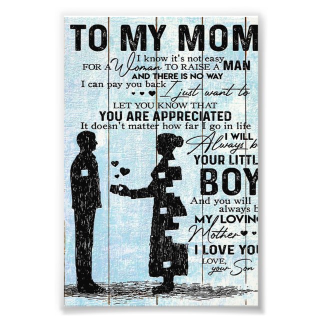 Son To Mom Gift, Personalize Letter To My Mom Gift Photo Print (Front)