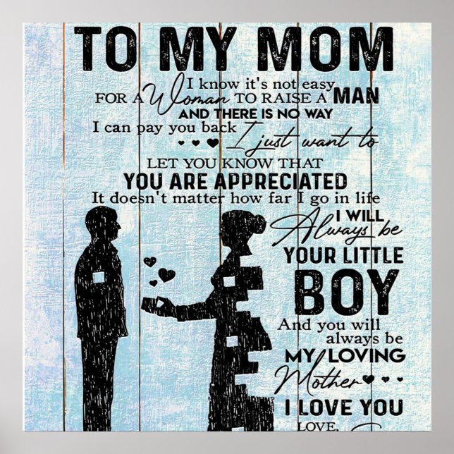 Son To Mom Gift, Personalize Letter To My Mom Gift Poster (Front)