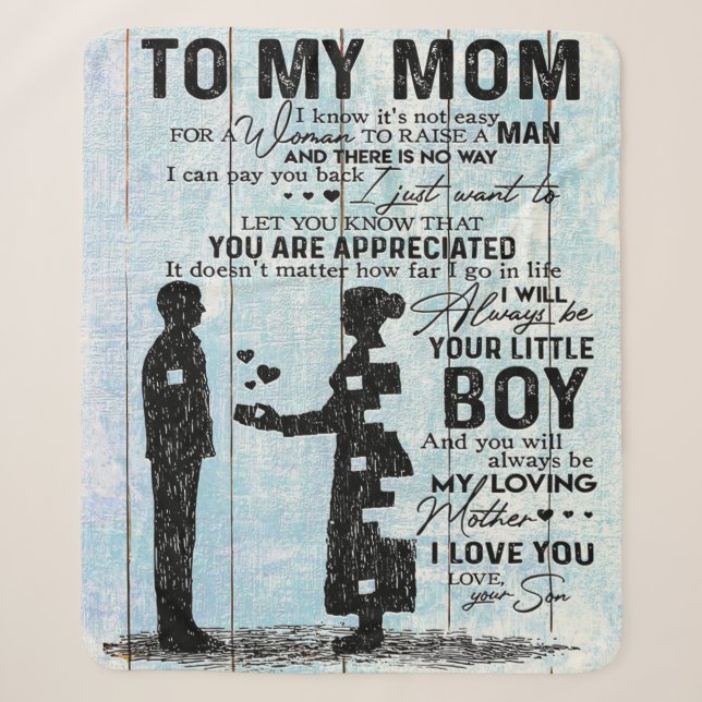 Son To Mom Gift, Personalize Letter To My Mom Gift Sherpa Blanket (Front)