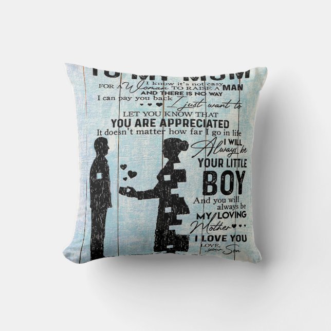 Son To Mom Gift, Personalize Letter To My Mom Gift Throw Pillow (Front)