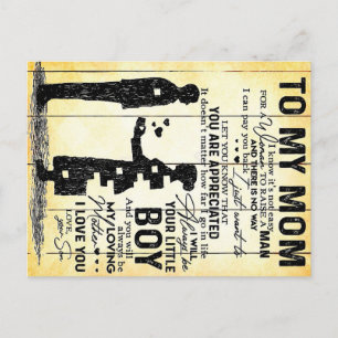 Son To Mom, Gift To My Mom, Mother's Day Gift Idea Postcard