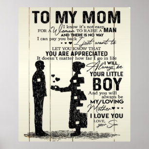 Son To Mom Vertical Poster   Lovely Gift