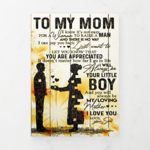 Son To My Mom Letter   New Home Decor Gift Tri-Fold Announcement
