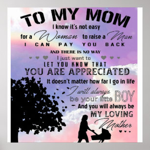Son To My Mom Letter New Home Present Poster