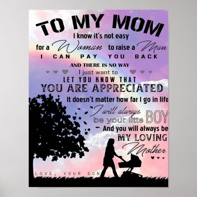 Son To My Mom Letter | New Home Present Poster (Front)