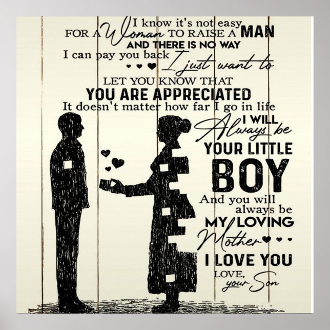 Son To my mom letter, Special gift to mom Poster (Front)