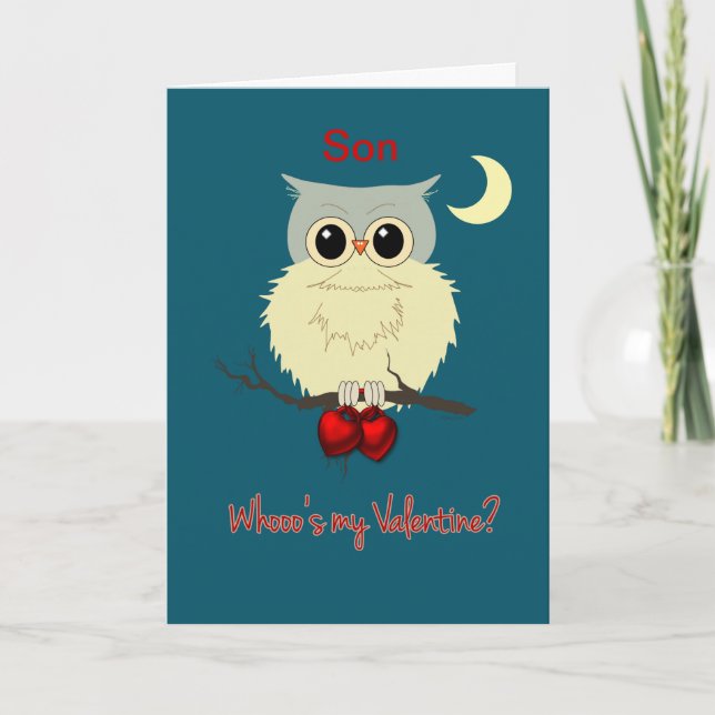 Son Valentine's Day Cute Owl Humour Holiday Card (Front)