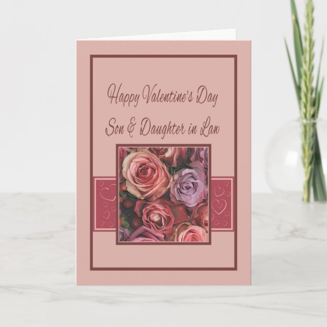 Son & Wife  Happy Valentine's Day Roses Holiday Card (Front)