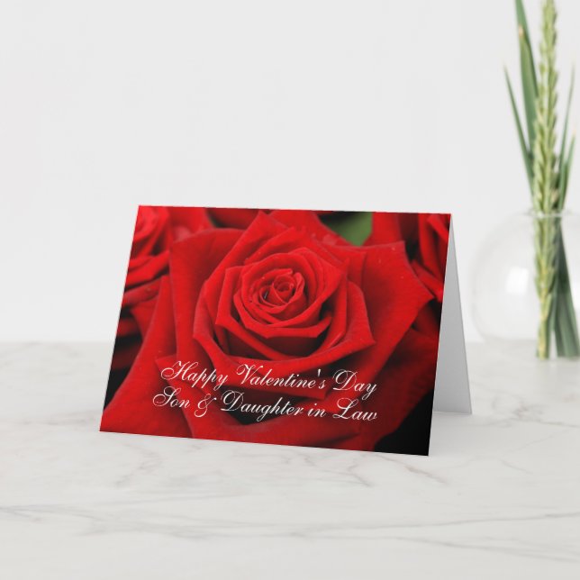 Son & Wife  Happy Valentine's Day Roses Holiday Card (Front)