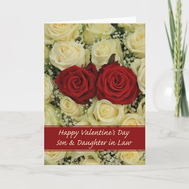 Son & Wife  Happy Valentine's Day Roses Holiday Card (Front)