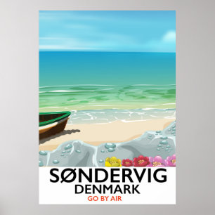 Søndervig Denmark beach travel poster