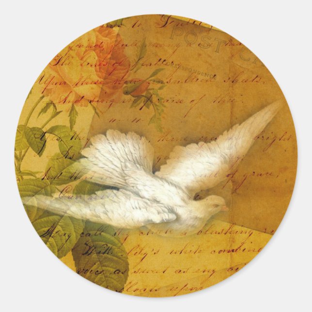 Song Bird Brings Peace Classic Round Sticker (Front)