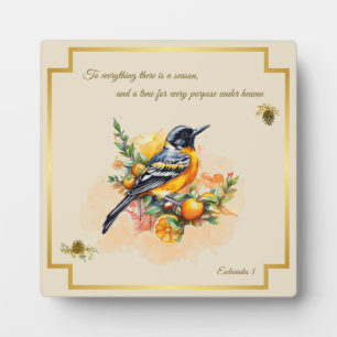 Song Bird Oriole Plaque Ecclesiastes 3