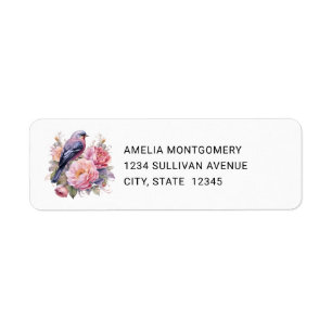 Song Bird Standing atop Pink Peonies Address
