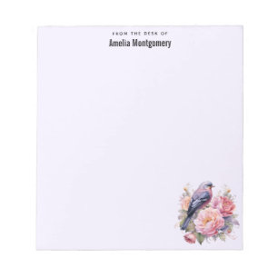 Song Bird Standing atop Pink Peonies Notepad