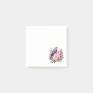 Song Bird Standing atop Pink Peonies Post-it Notes