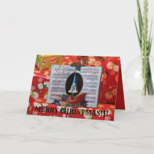 Song Book and Presents Closeup Greeting Card. Holiday Card