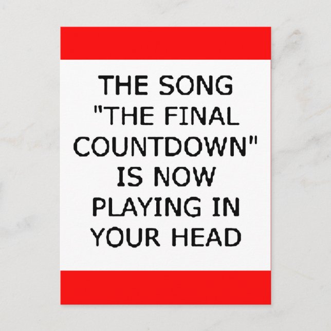 song final countdown now playing your head postcard (Front)