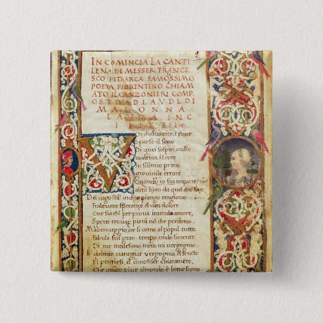 Song in praise of Laure 2 Inch Square Button (Front)