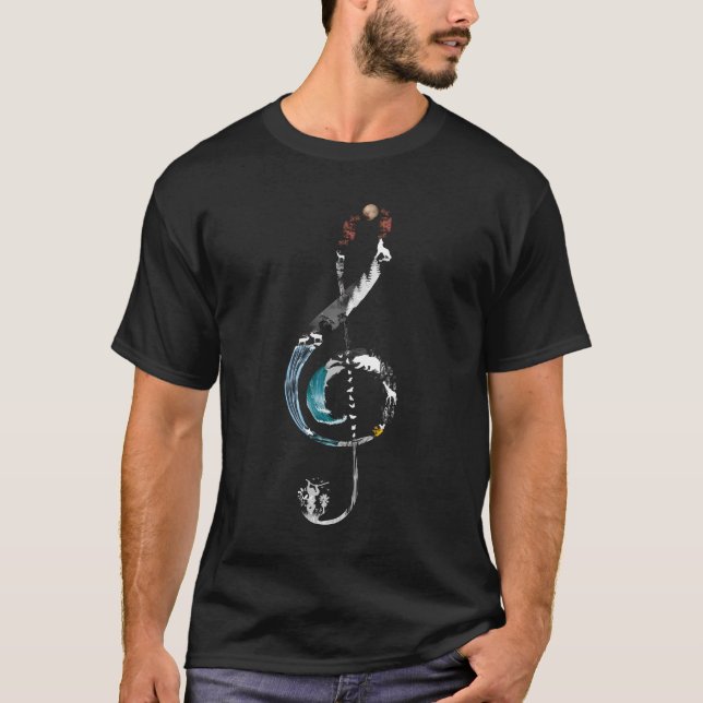Song of Nature Adventure In Treble Clef Illustrati T-Shirt (Front)