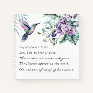 Song of Solomon 2:11-12 Hummingbird Flowers Bible Notebook