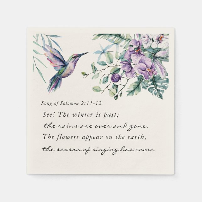 Song of Solomon 2:11-12 Hummingbird Flowers Bibrs  Napkin (Front)