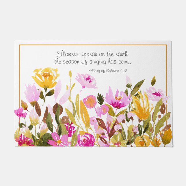 Song of Solomon 2:12 Flowers appear on the earth Doormat (Front)