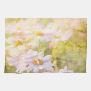 Song of Spring Lovely Pale Pink Daisies Asters Kitchen Towel