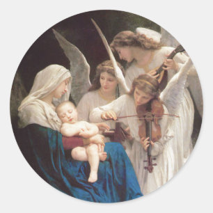 Song of the Angels (1881) by Bouguereau Classic Round Sticker