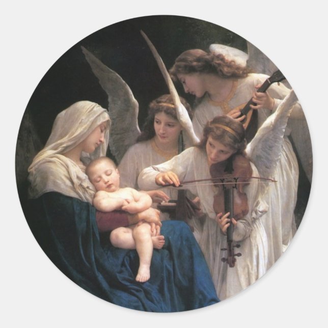 Song of the Angels (1881) by Bouguereau Classic Round Sticker (Front)
