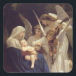 Song of the Angels Square Sticker<br><div class="desc">The original painting was done in 1881 by William-Adolphe Bouguereau, 1825 – 1905, a French academic painter. He was a staunch traditionalist whose realistic genre paintings and mythological themes were modern interpretations of Classical subjects with a heavy emphasis on the female human body. Although he created an idealized world, his...</div>