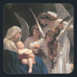Song of the Angels Vintage Square Sticker<br><div class="desc">This neoclassical work of art was painted in 1881 by French artist, William Adolphe Bouguereau. It depicts beautiful angels serenading the Madonna and Child.</div>
