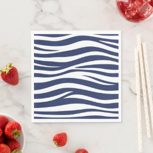 Song of the Sea Navy Blue Nautical Flowing Waves Napkin