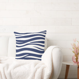 Song of the Sea Navy Blue Nautical Flowing Waves Throw Pillow