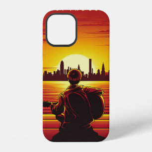 Song of the sunset illustration sunset,alone,boy,g iPhone 12 case