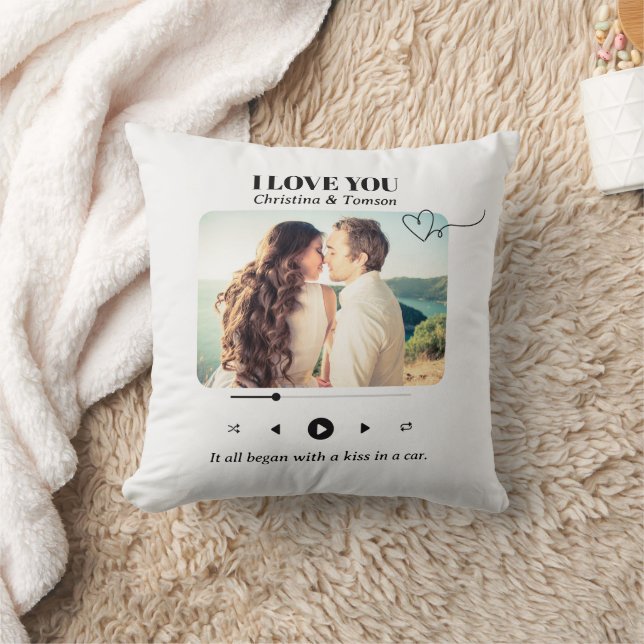 Song Playlist Photo Love Valentine's Day Gift   Throw Pillow (Blanket)