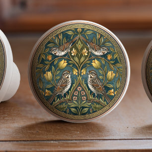 Song Sparrows Bird Ceramic Pull Knob