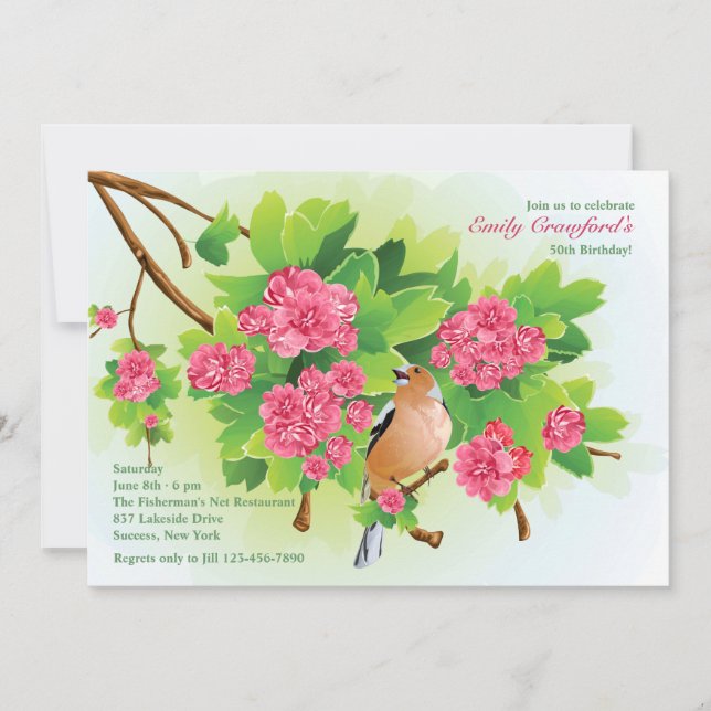 Songbird Birthday Party Invitation (Front)