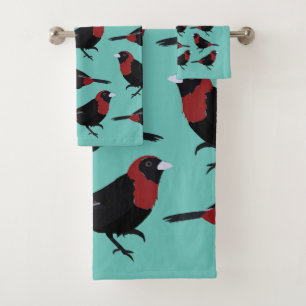 Songbird Crimson-Collared Tanager Songbird Bath Towel Set