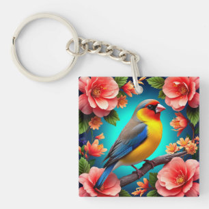 🐦 Songbird Floral Nature Design For Garden Lovers Keychain