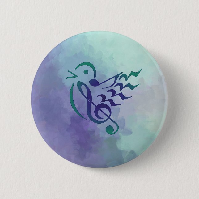 Songbird in Flight colourful button (Front)