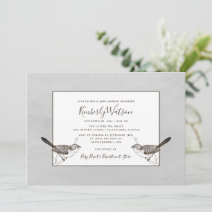 Songbird Pair Baby Shower Grey Invitation