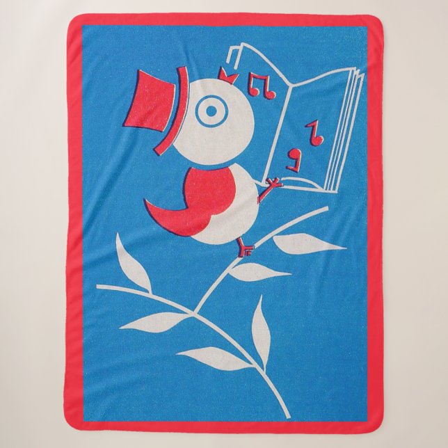songbird print sherpa blanket (Front)