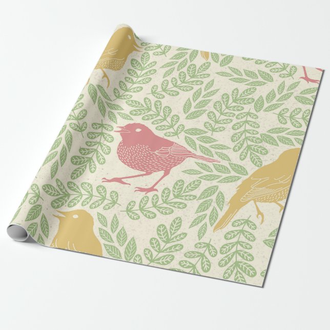 Songbird Serenade Spring Wrapping Paper (Unrolled)