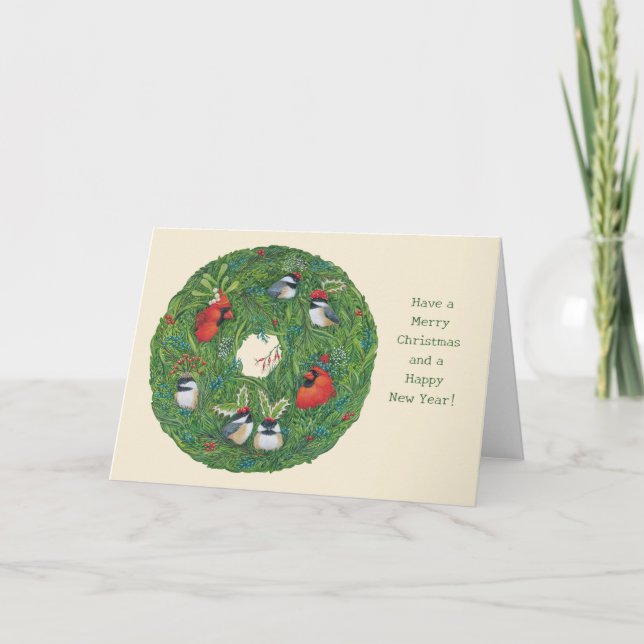 Songbird Wreath Christmas card (Front)